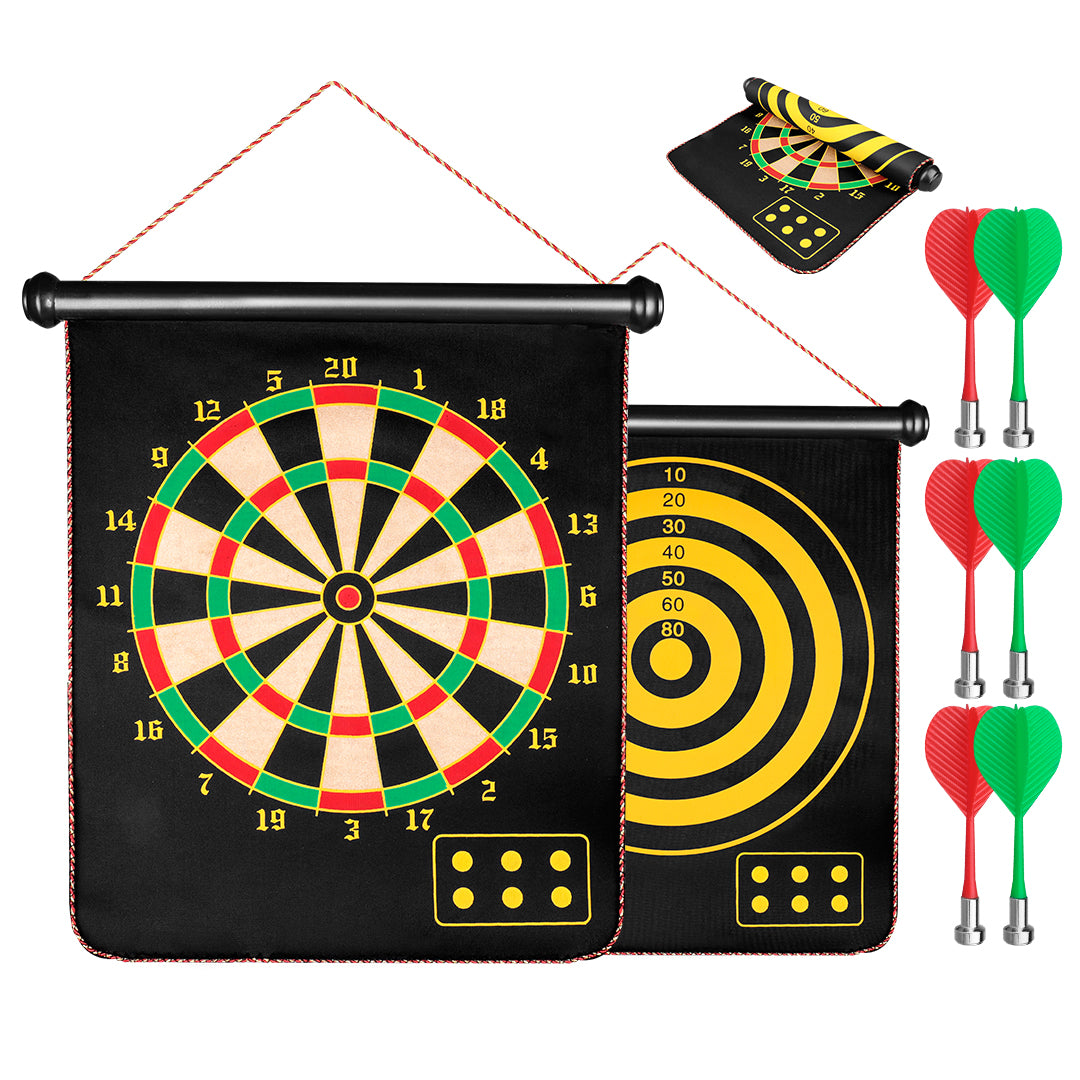Full Size 17 Inch Dart Board Double Sided Dartboard Target Board 6 Darts  Game