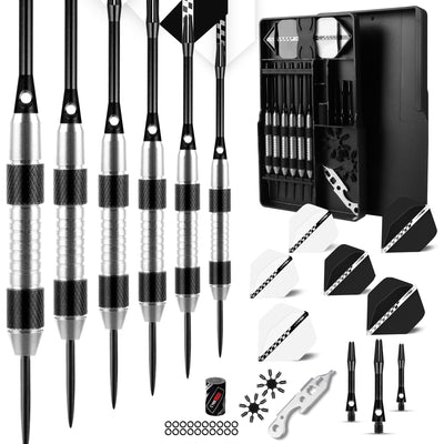 ZQ01 Stainless Steel Tip Darts Set 23g with carry case,Aluminum shafts,Sharpener and Extra Flights