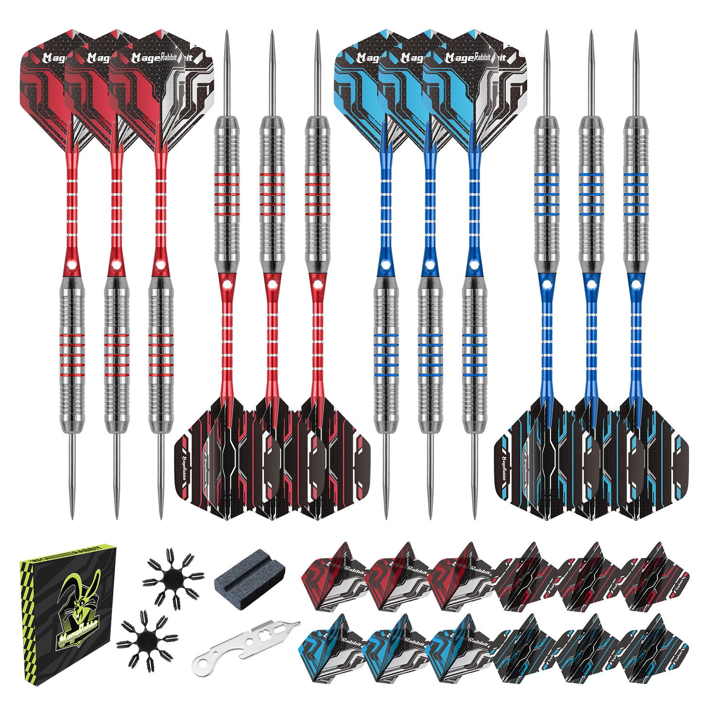 MageRabbit 24g Steel tip darts set with Aluminum shafts