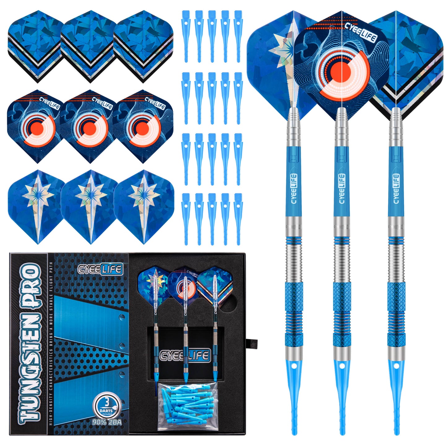 ZG03 90% 16g Tungsten Soft Tip Darts set with extra accessories 3pcs of 1 set