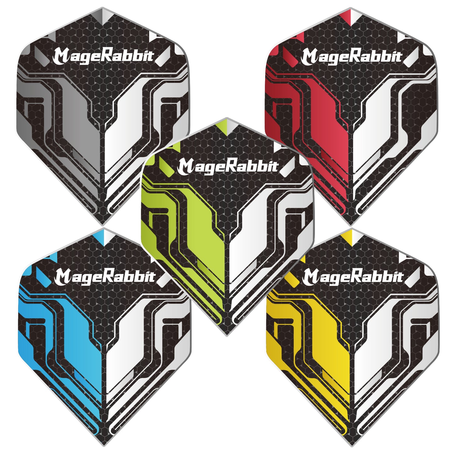 MageRabbit 15pcs PET Dart Flights Standard,5 colors Exploration series 120 microns thickness