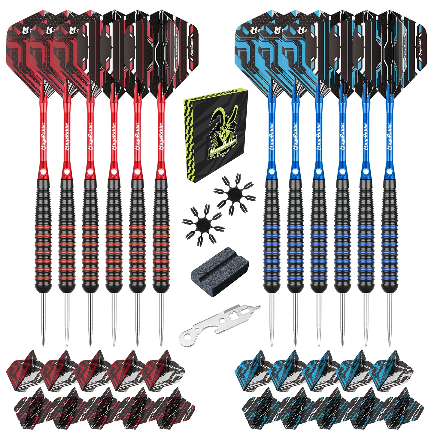 MageRabbit 22g Steel tip Darts Set with extra accessories 12pcs of 1 set