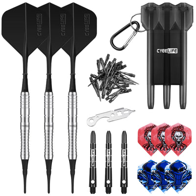 ZG02 Silver Tungsten 90%  soft tip darts set 18g with carrying case Extra Accessories