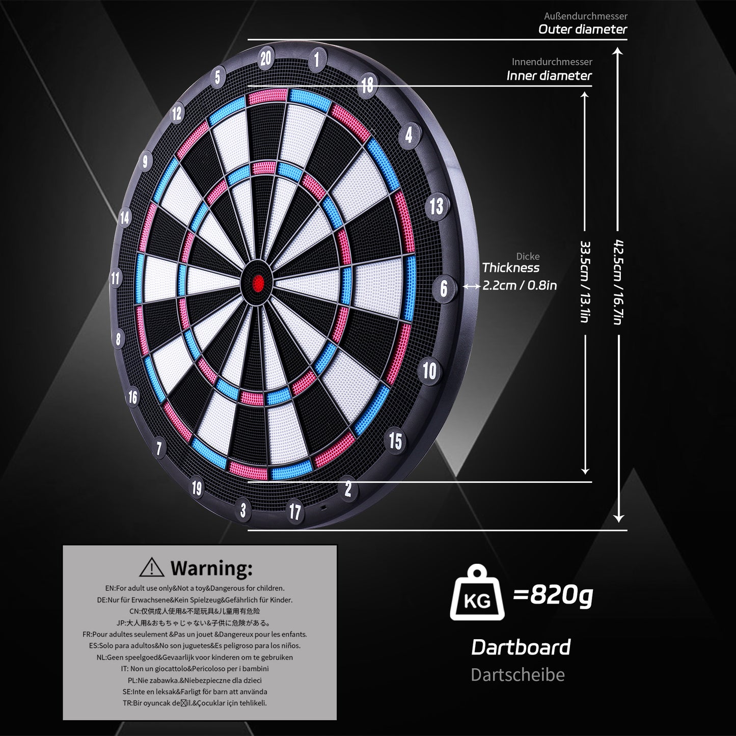 ZD01A Normal Dartboard for soft tip darts