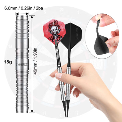 ZG02 Silver Tungsten 90%  soft tip darts set 18g with carrying case Extra Accessories