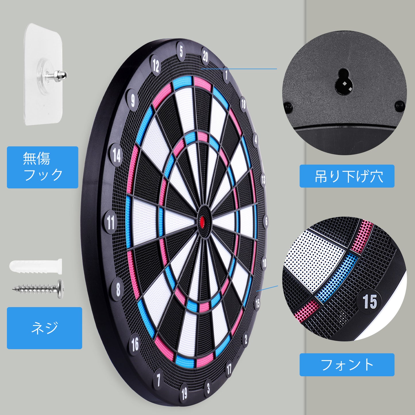 ZD01A Normal Dartboard with 6 Darts for plastic tip darts