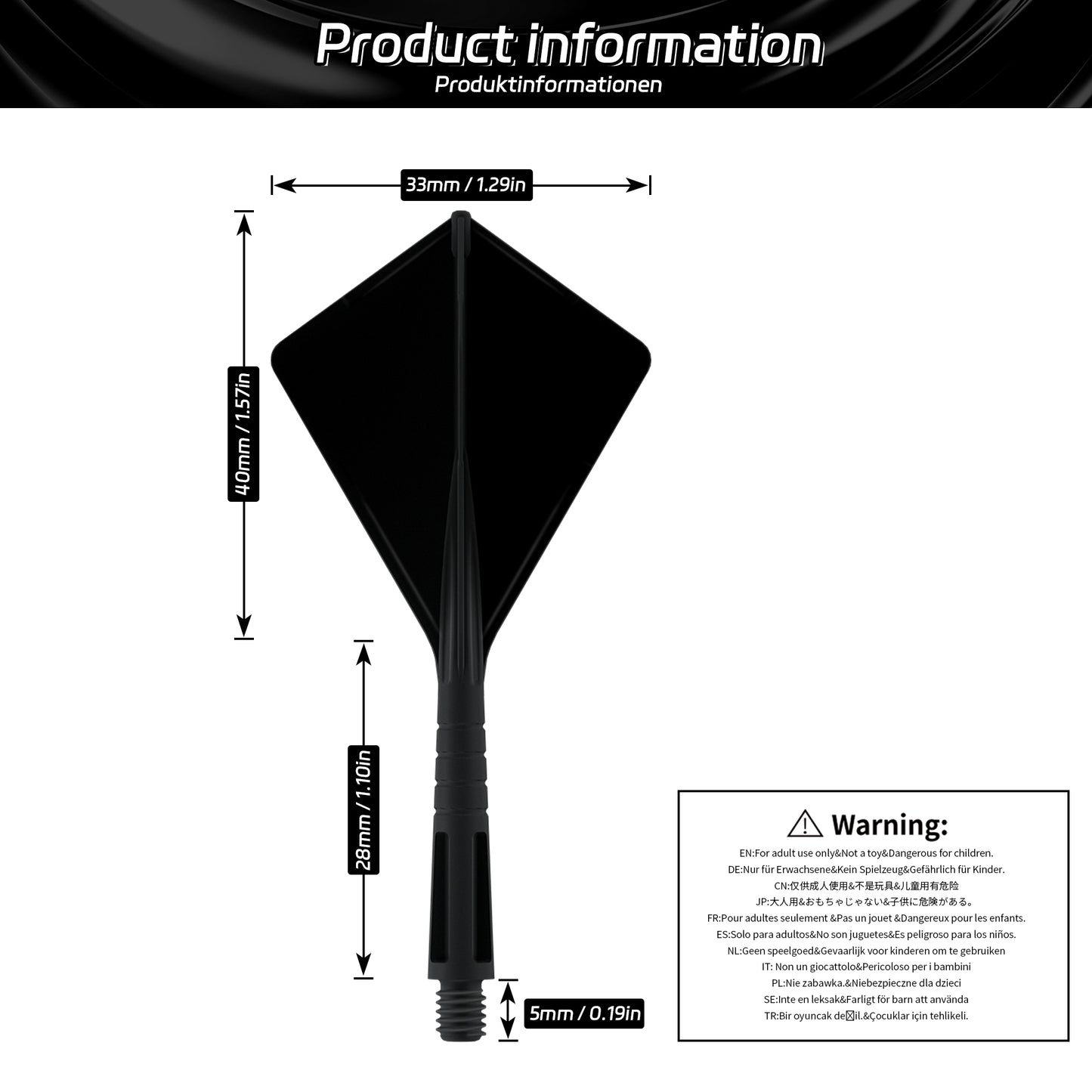 CF03B Triangle shape Plastic Integrated Dart shafts and Flights 3pcs 2BA