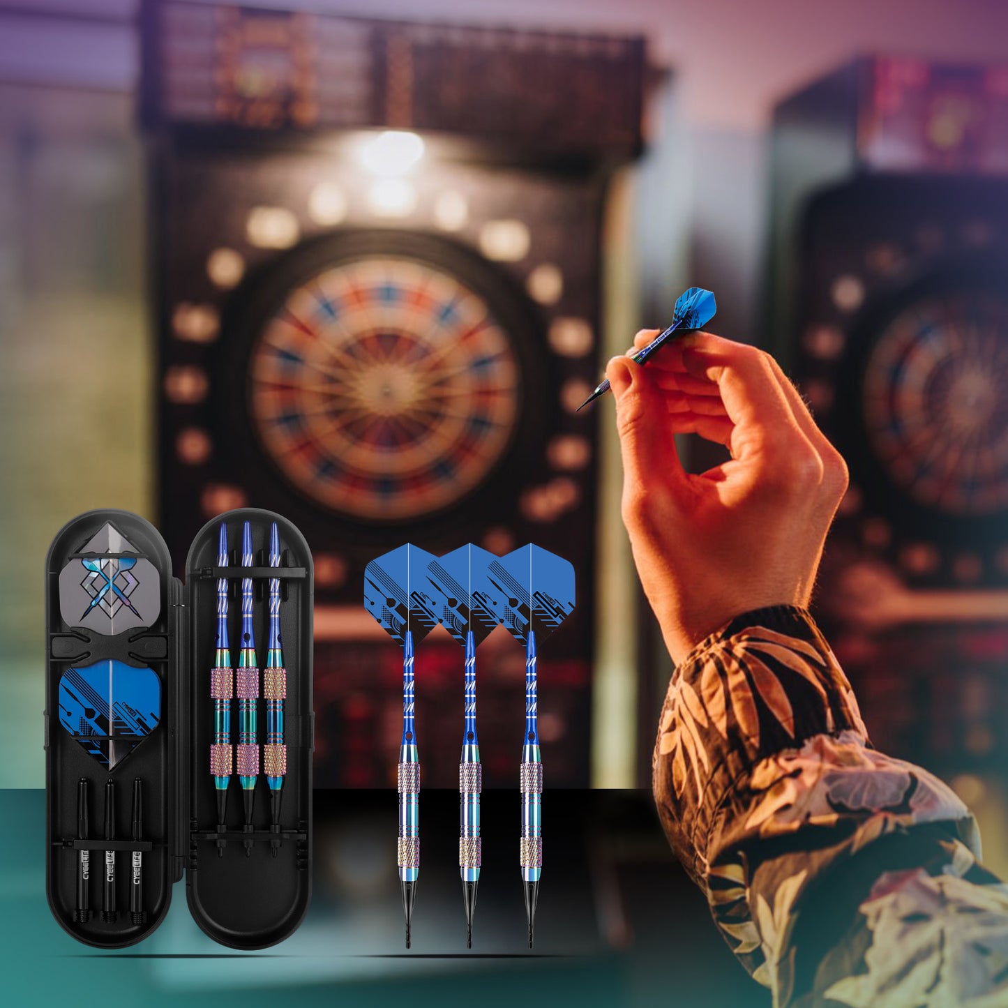 ZE12 Brass 18g Soft tip darts set with case and Extra accessories