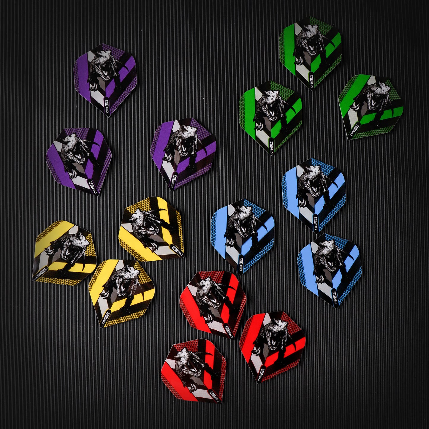 15pcs PET Dart Flights,Five colored dinosaur