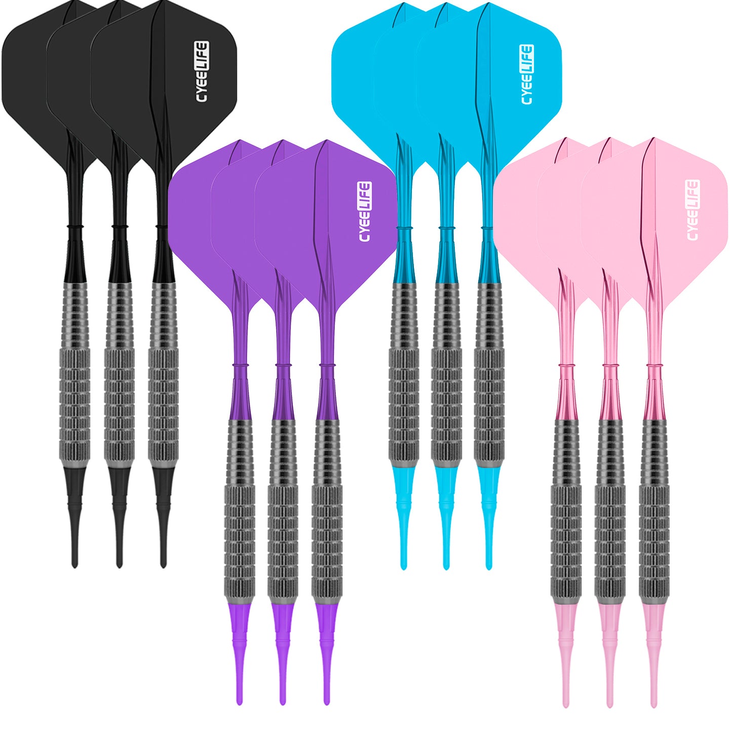 Soft tip Darts Set 14g with Molded Flights&100 Plastic Points