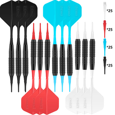 Soft tip Darts Set 16g with Integrated Flights&100 Plastic Points,Flights Don't Fall Off&Not Easy to Break&Easy to Use&Colorful&Durable