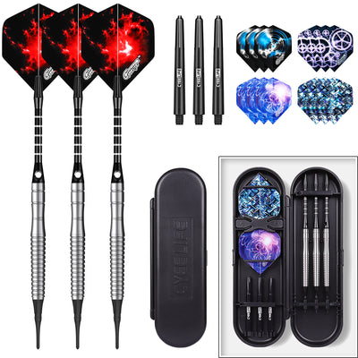 ZG05 3pcs 90% Tungsten Soft Tip Darts Set 14/16/18/20/22g 2BA with Extra Accessories and case