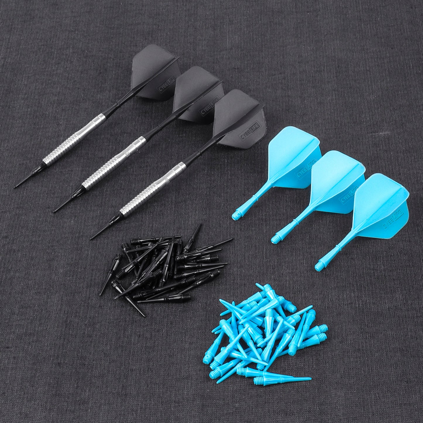 ZG05 Tungsten 90% soft tip darts set 18g with Black carry case,molded Flights and Extra Points