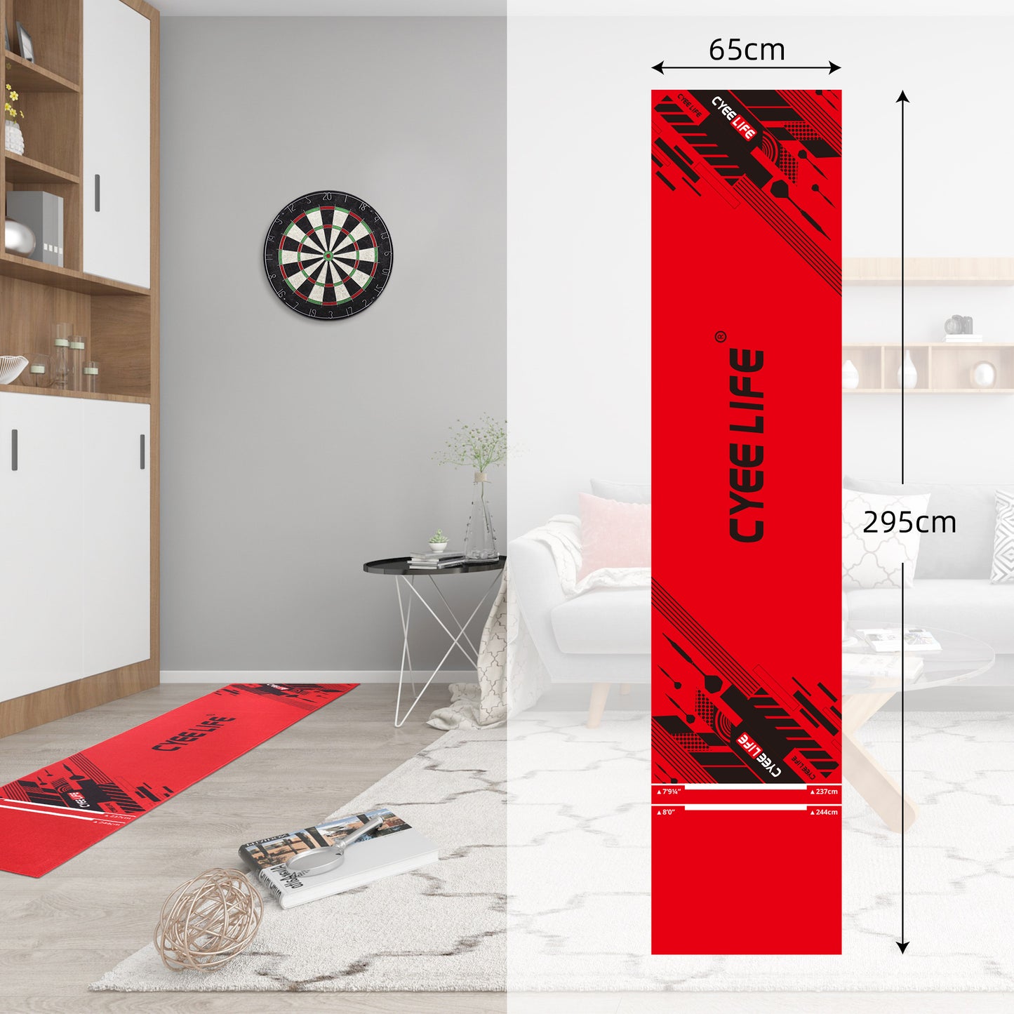 ZD05M DartBoard Mat 65 * 295cm with starting lines