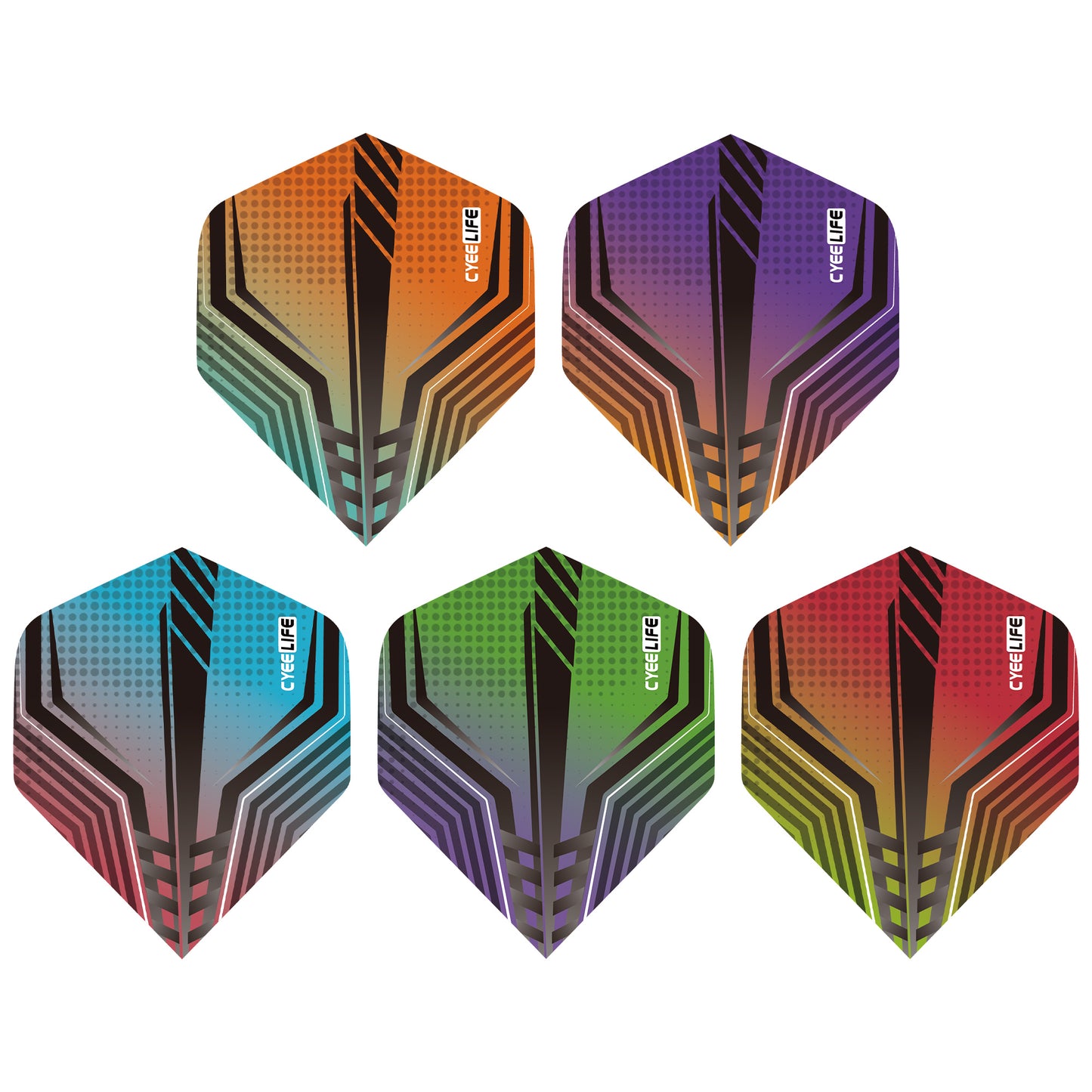 15pcs PET Dart Flights Standard,5 Colors Gradient design 120 microns thickness