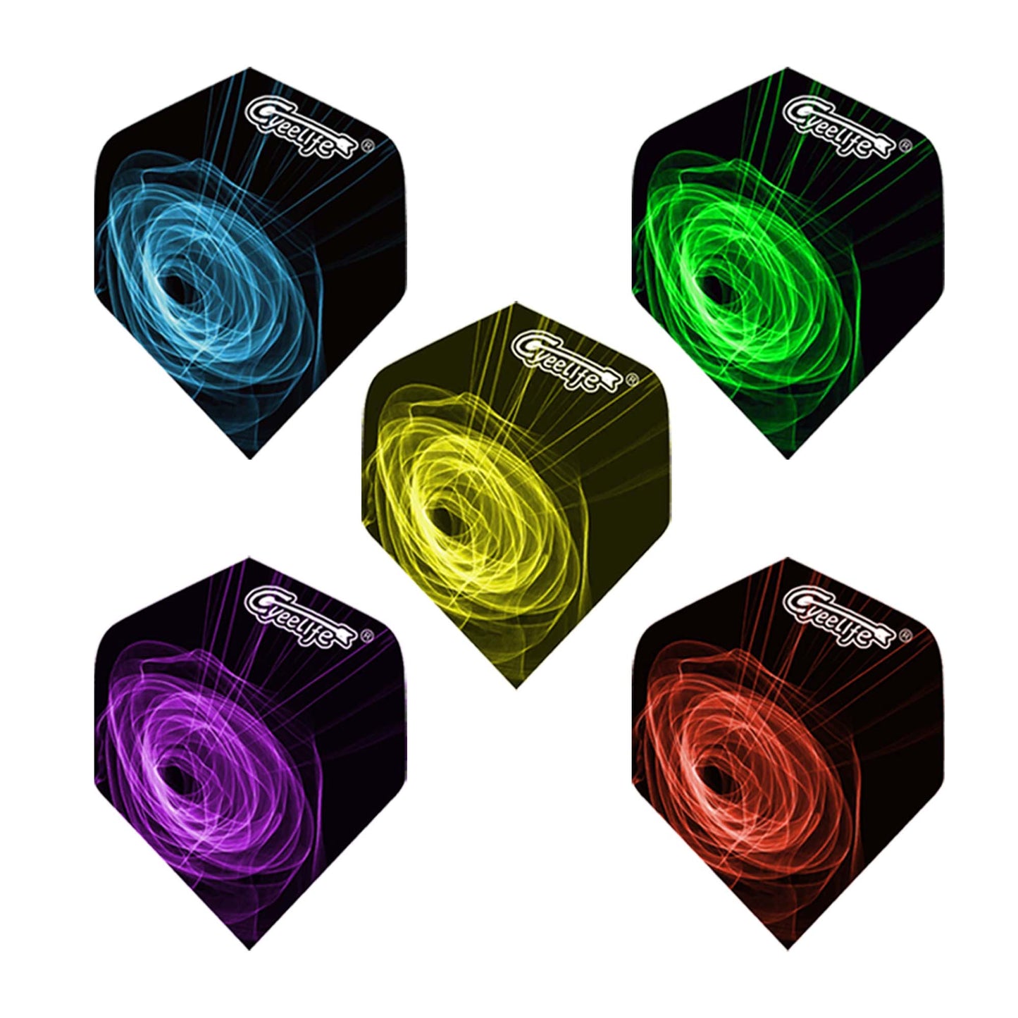 CyeeLife PET Dart Flights Standard 15pcs Five color vortex,120 microns thickness