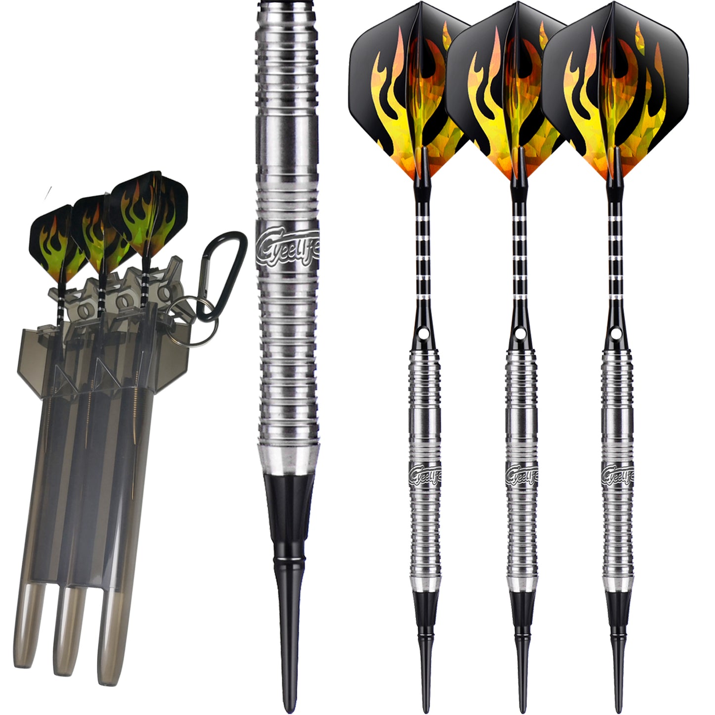 ZG02 Tungsten 90% soft tip darts set 18g with aluminum shafts and extra Flights and carry case