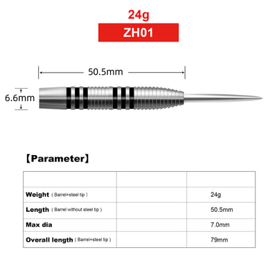 ZH01 24g 90% Professional Tungsten Steel Tip Darts Barrels 3pcs with Gold Parts 2BA&2BA