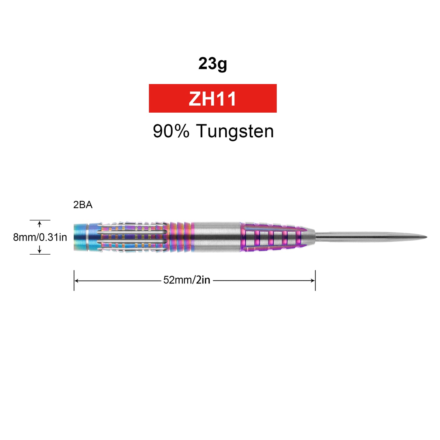 ZH11 23g 90% Professional Tungsten Steel Tip Darts Barrels 3pcs 2BA