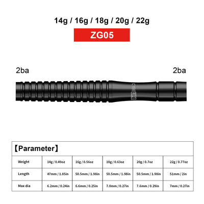 ZG05 – barils de fléchettes à pointe souple 90% tungstène, 3 pièces, 16/18/20g 2BA et 2BA, sans accessoires