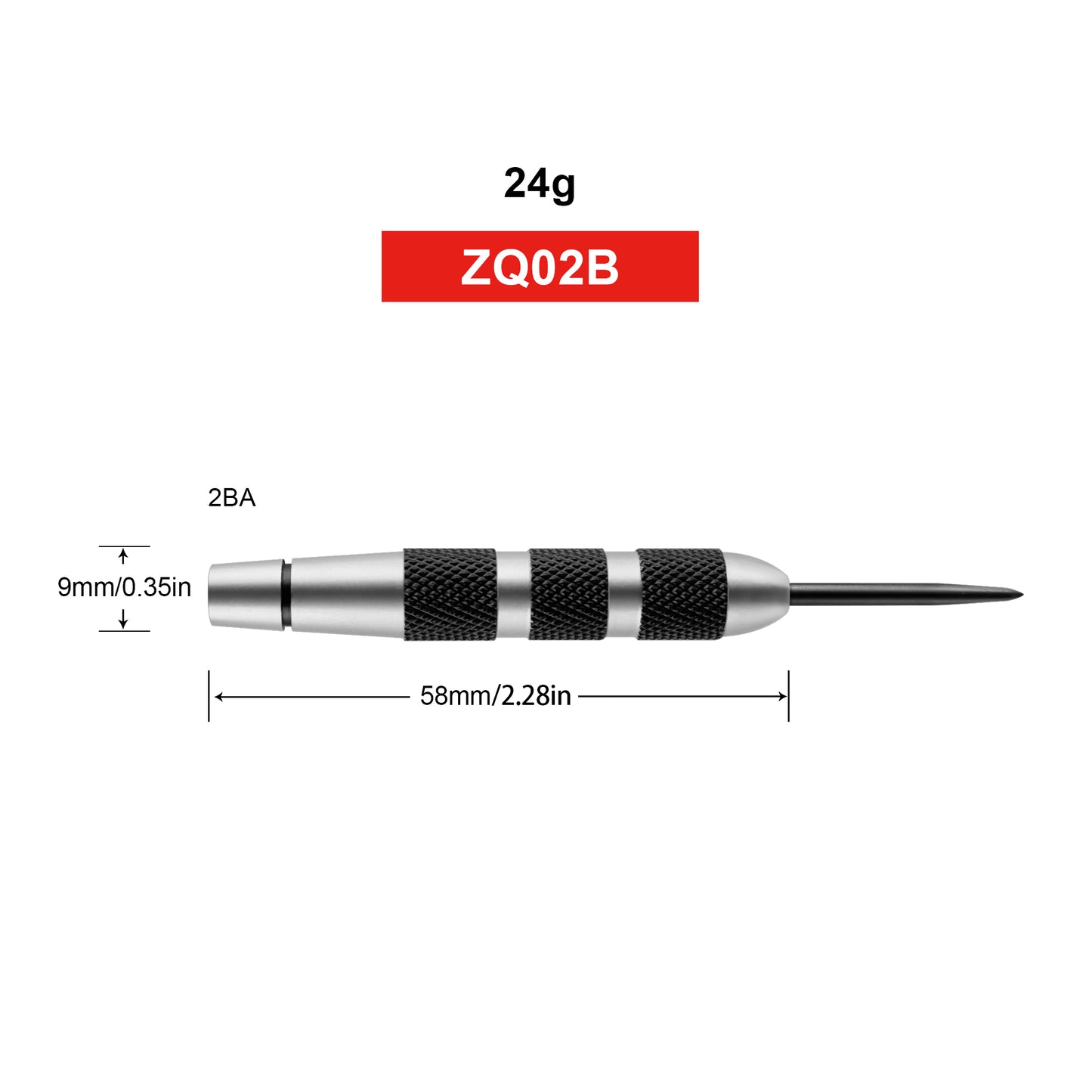 ZQ02B Stainless Steel tip Dart Barrels 24g